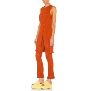 Simon Miller Saya Lettuce Ribbed Tunic Top in Orange Caramel Sz Small Designer